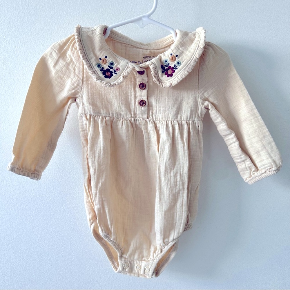 Little Co by Lauren Conrad Cream Embroidered bodysuit - Size 12M